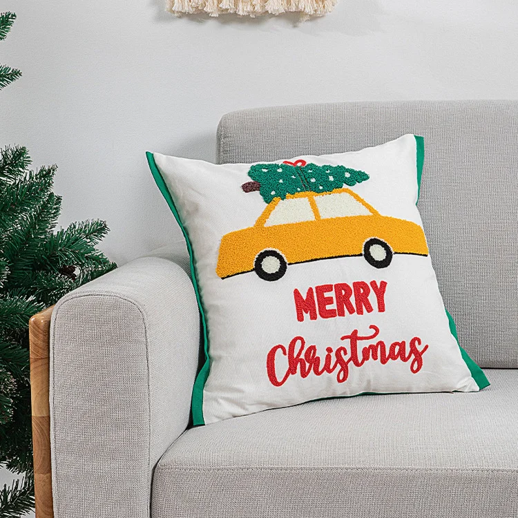 Dekoration Kissen bezug Weihnachten Santa Schneeflocke Kissen bezug Baumwolle quadratische Stickerei Kissen bezug 45x45cm – Detail 10