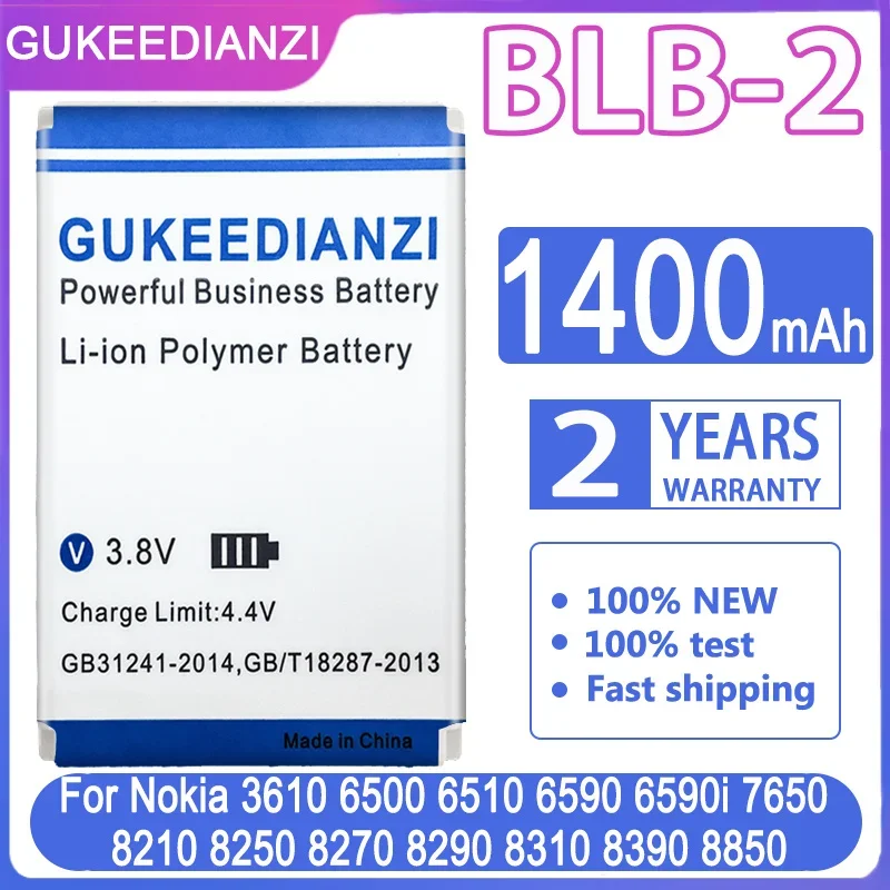Nuova Batteria Del Telefono Gukeedianzi Blb-2 1400Mah Per Nokia 3610 6500 6510 6590I 6590 7650 8210 8250 8270 8290 8310 8390 8850 Blb 2