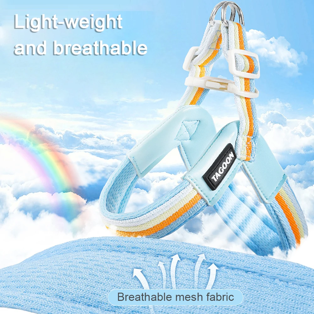 Reflective Y-shape Dog Harness & Backpack Set - Pastel No-pull Vest_voghion.com