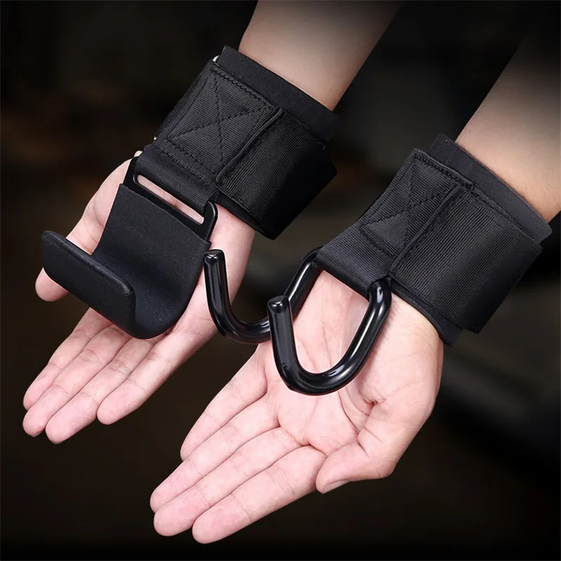 Description Picture 2 of item1PC Weight Lifting Hooks Hand-Bar Wrist Straps Gym Fitness Hook Weight Strap Pull-Ups Power Lifting Gloves For Weight Training