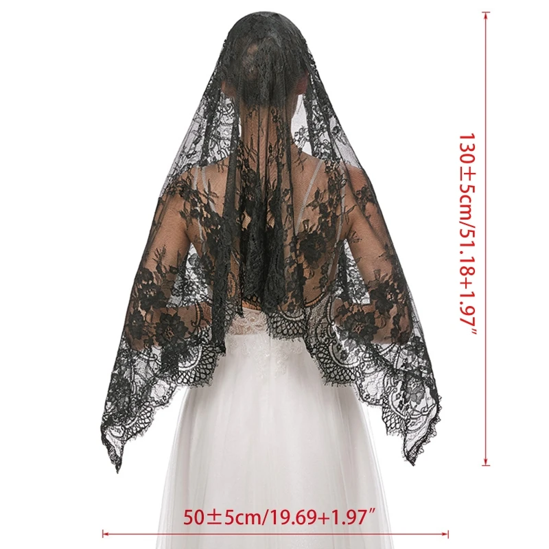 Lace Mantilla Catholic Veil Floral Pattern Soft Comfortable Head Coverings for Women Latin Mass Veils bridal veil catholic church veil
