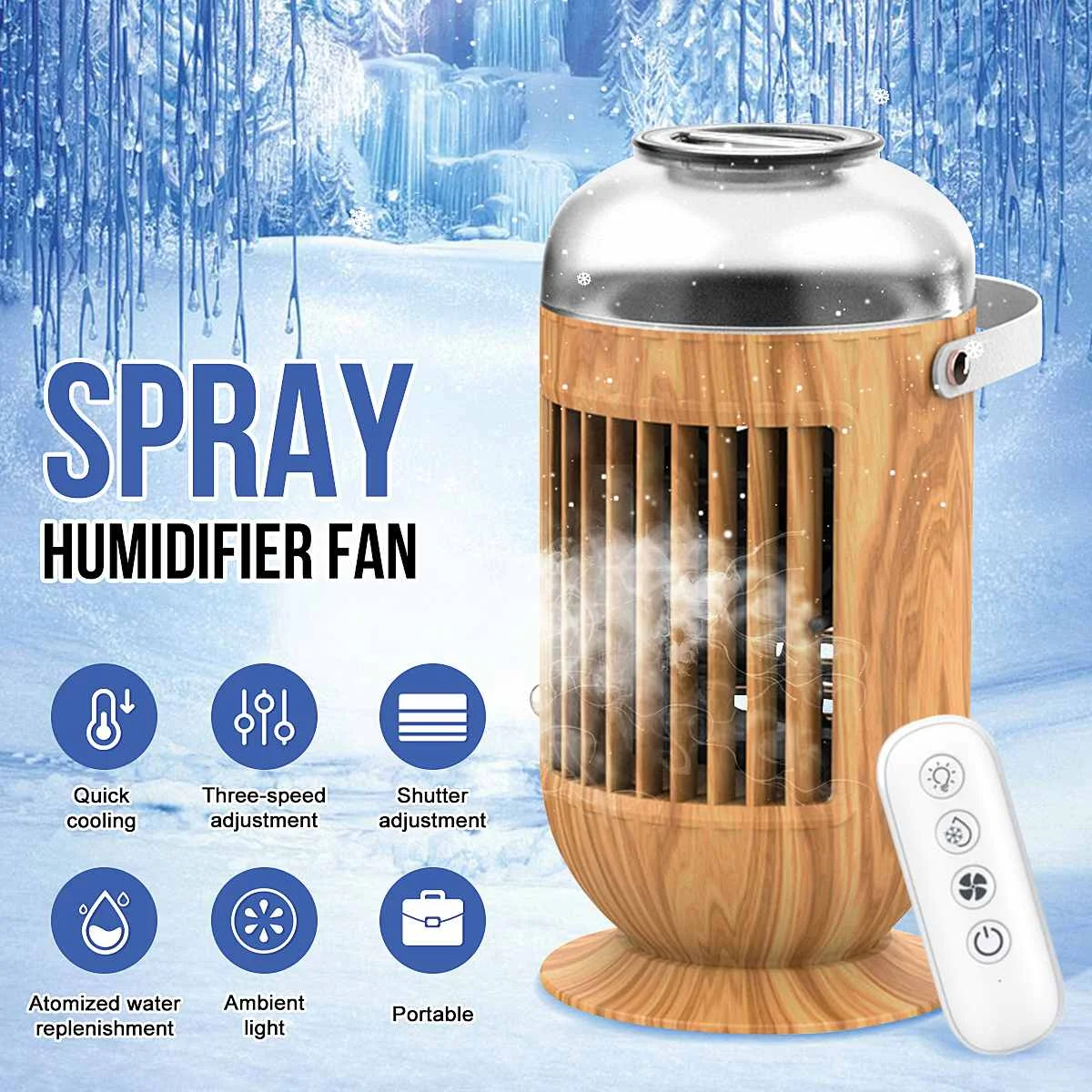 

USB Air Cooler Spray Humidifier 3 Color Light Water Cooling Fan Air Conditioner For Home Office Portable Air Conditioning Fan