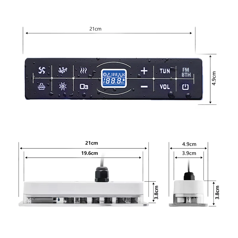 220V Black Massage Bathtub Controller SPA Bathtub Control Panel Digital Display Screen Thermostat Temperature Control Bluetooth