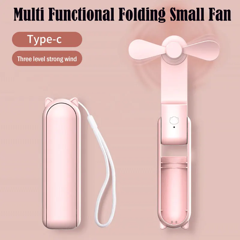 

Handheld Multi Functional Folding Small Electric Fan, Student Dormitory Desktop Fan, Mobile Phone Power Bank, Mini Portable