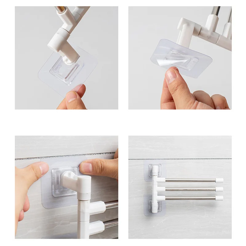 Bathroom Towel Rack Rotatable Towel Holder Rotatable Stainless Steel 2/3/4/5/6 Bars Kitchen Shelf Wall Mounted Hanger 1PC towel rack
