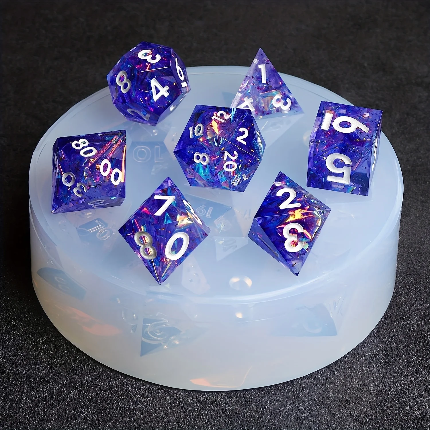 262420-fdc5ca.jpg S7ef4a34473d44beabf0ffd49b70b0d0db DIY DND Sharp Edge Dice Silicone Mold for 7Pcs Resin Dice Mold Mallzona