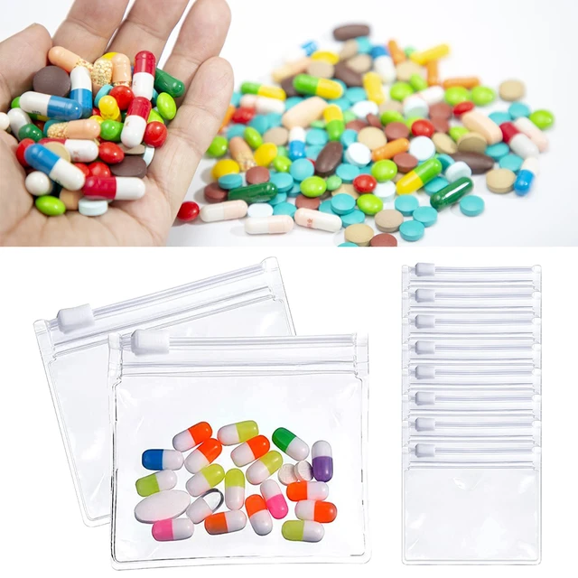 Pill Pouch Bags Zippered Pill Pouch Set Reusable Pill Pouches Clear Plastic Pill  Bags Self Sealing Travel Medicine Organizer Storage Pouches with Slide Lock  for Pills and Small Items (36)