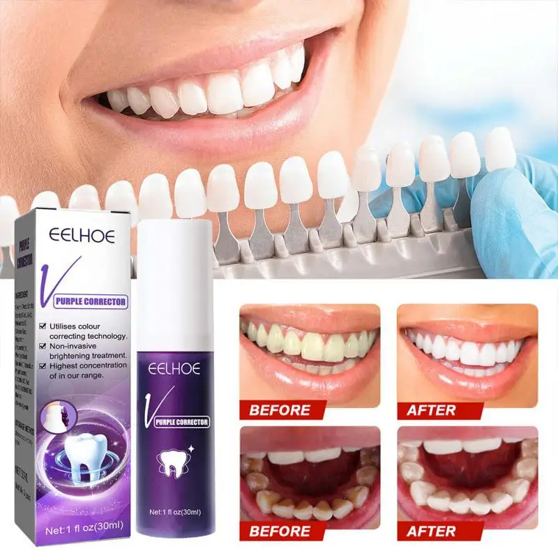 

30ml Purple Whitening Toothpaste Deep Cleaning Cigarette Stains Corrector Teeth For Teeth Whitening Brightening Oral Hygiene Car
