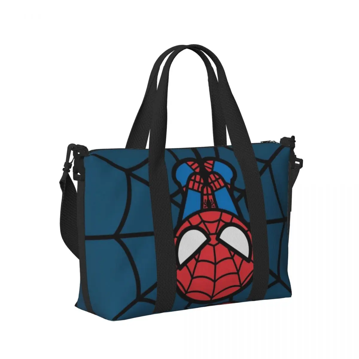 Custom Large Kawaii Spider Man Hanging Upside Down Tote Bag Women Spiderman Shoulder Shopper Beach Gym Travel Bag 3