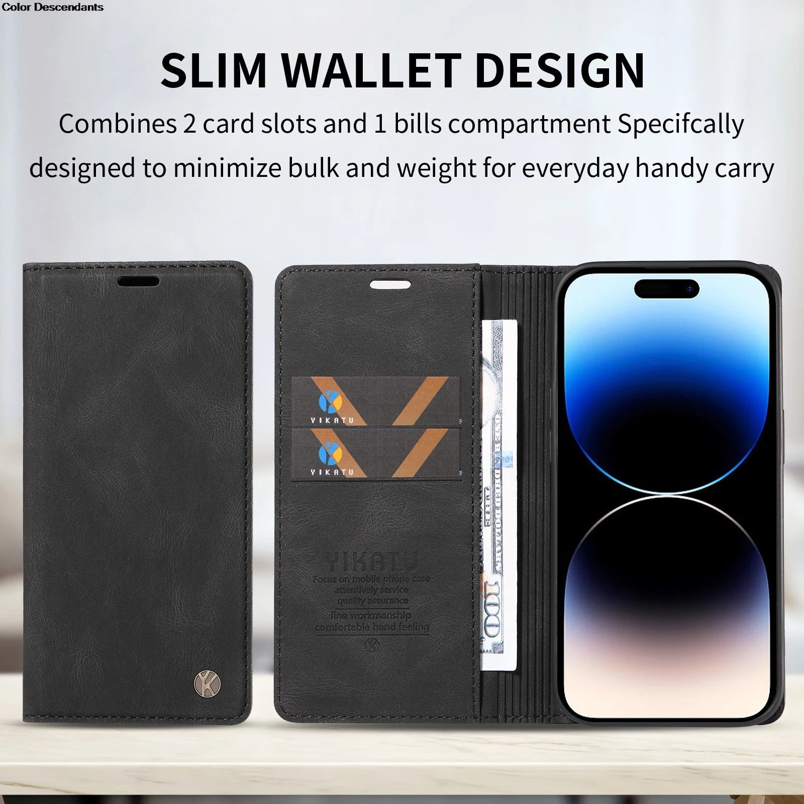 Luxurious Leather Flip Phone Case with Strong Magnetic Closure and Wallet Card Holder