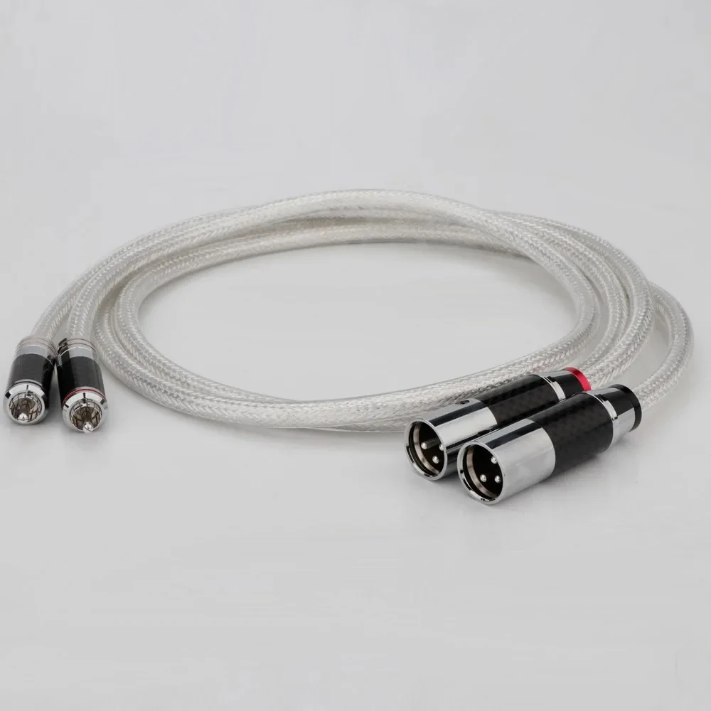 RCA-Kabel HiFi 5N Reines Silber RCA-Stecker-zu-Stecker-Kabel 18AWG Massiver PSS Reiner Silberkern RCA-Audiokabel Kohlefaser-Stecker preffair – Detail 16