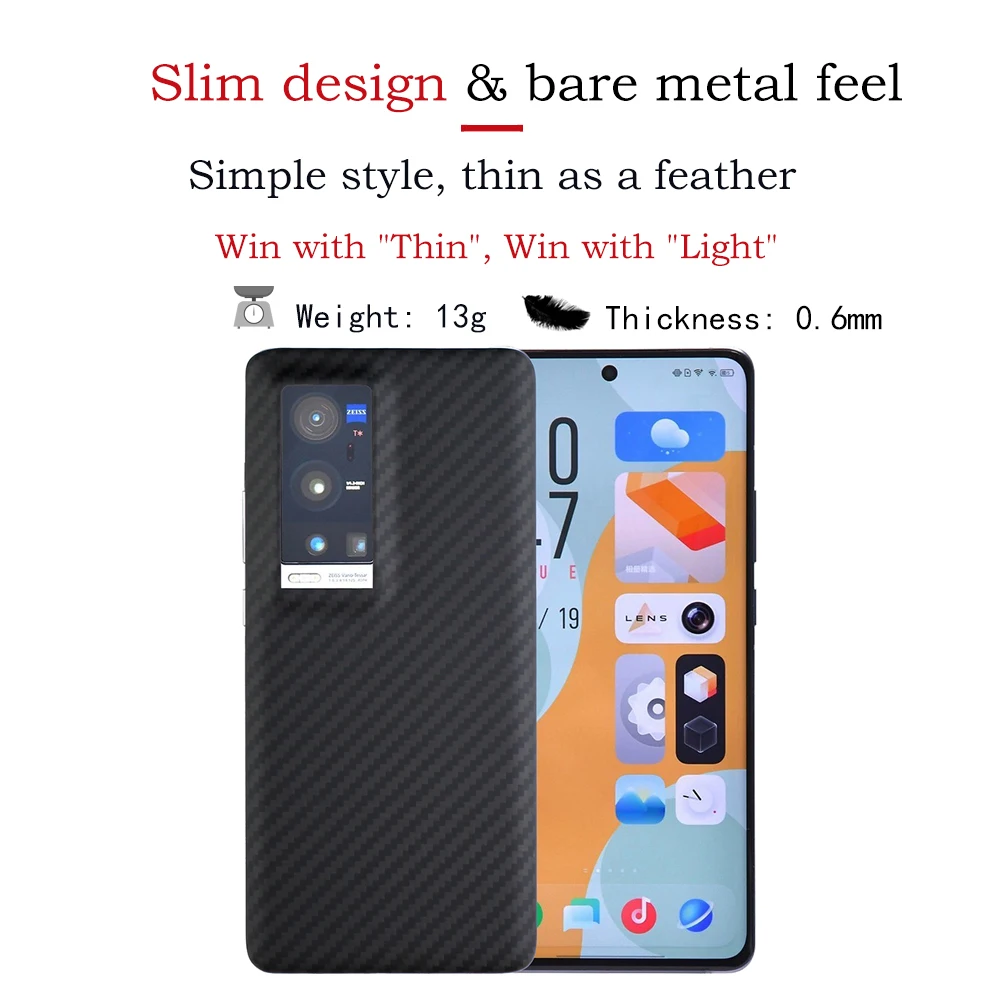 New Genuine Aramid Fiber Carbon For VIVO X60 PRO Plus Ultra-thin AntiFall Business X60 PRO(CN Version) 5G Shell CASE Cover