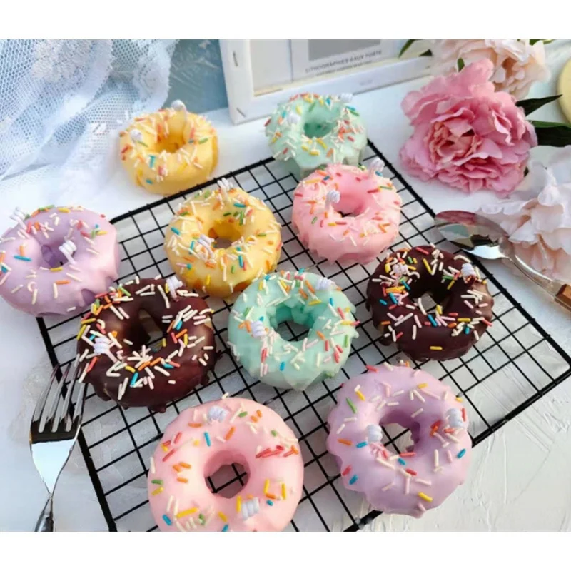 Emulational Doughnut Candle Silicone Mold Fondant Baking Mould Candy Cake Biscuit Making Tools Kitchen Supplies Candle Moulds