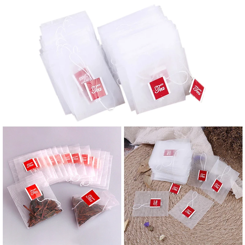 

ABHU 100Pcs Tea Bag Infuser With String Heal Seal Sachet Filter Paper Nylon Teabags Empty Tea Bags