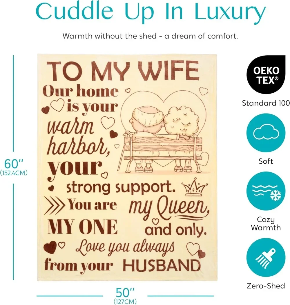 to My Wife Blanket from Husband Mothers Day Christmas Birthday Valentines Throw Blanket Gift Idea