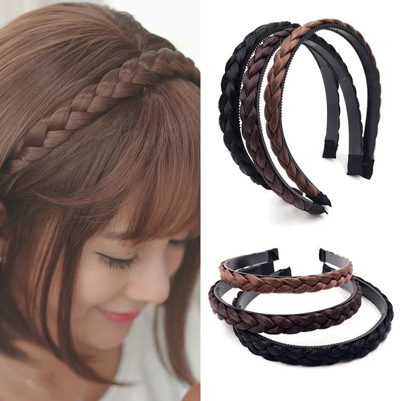 New Women Vintage Wig Headbands Braids Girls Style Hair Band Head Band Wig Hair Accessories Turbans For Women Head Band Decorate