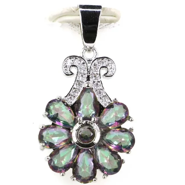 925 SOLID STERLING SILVER PENDANT Charming Golden Citrine Green Peridot Mystical Topaz Violet Topaz White CZ Gift For Girls
