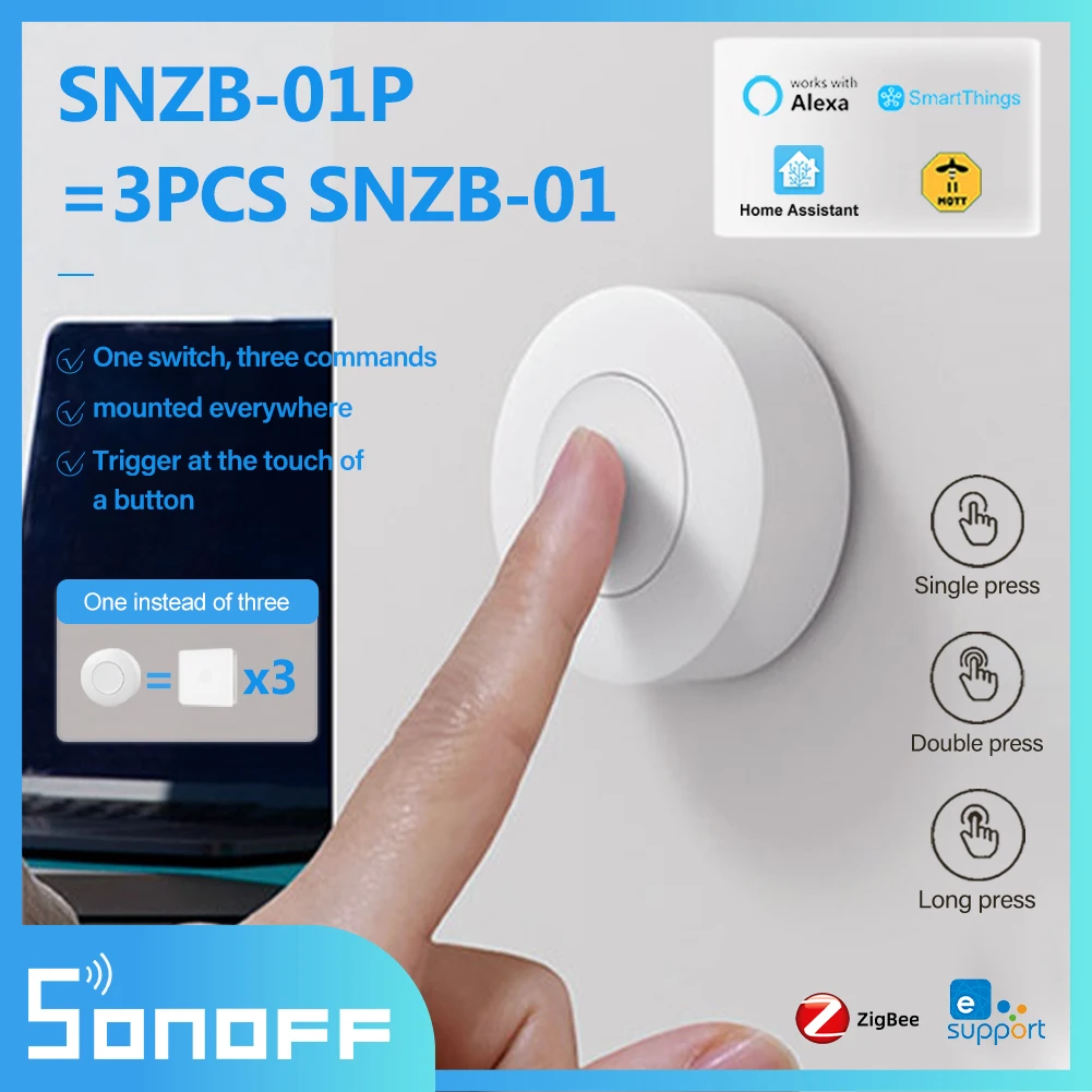 Sonoff-interruptor de Cena sem Fio sem Fiação Faça Você Mesmo Interruptor de Luz de Controle de Vias Botão de Emergência Campainha Casa Inteligente Zigbee Snzb01p
