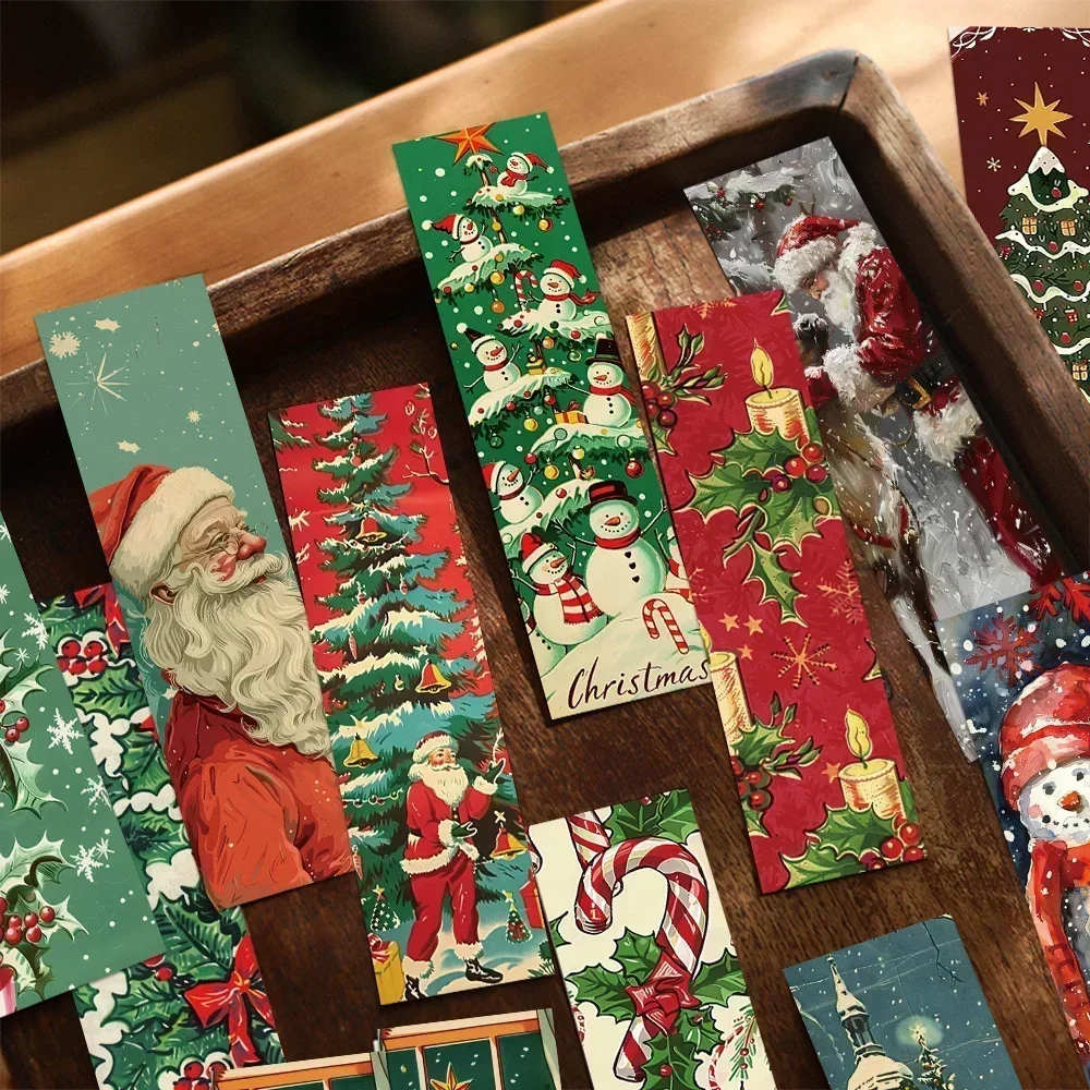30 Pcs/Pack Christmas Bookmarks Cartoon Snowman Books Marking Reading Tools Creative Decorations Bookmarks Students Stationery