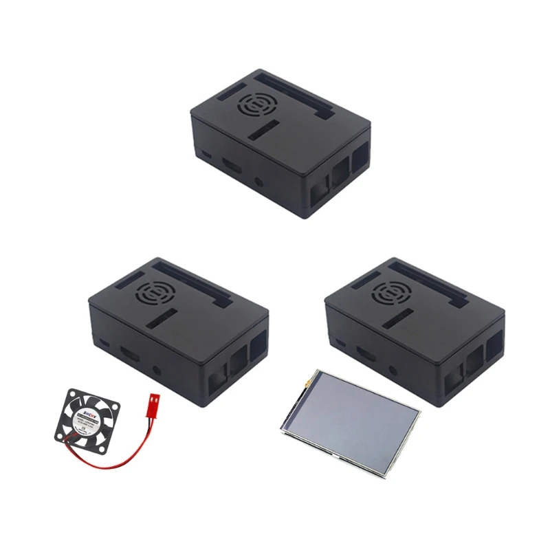 

for RaspberryPi3b 3b+ ABS with Cooling Fan 3.5 Inch LCD Display Protective Box Enclosure Dropship