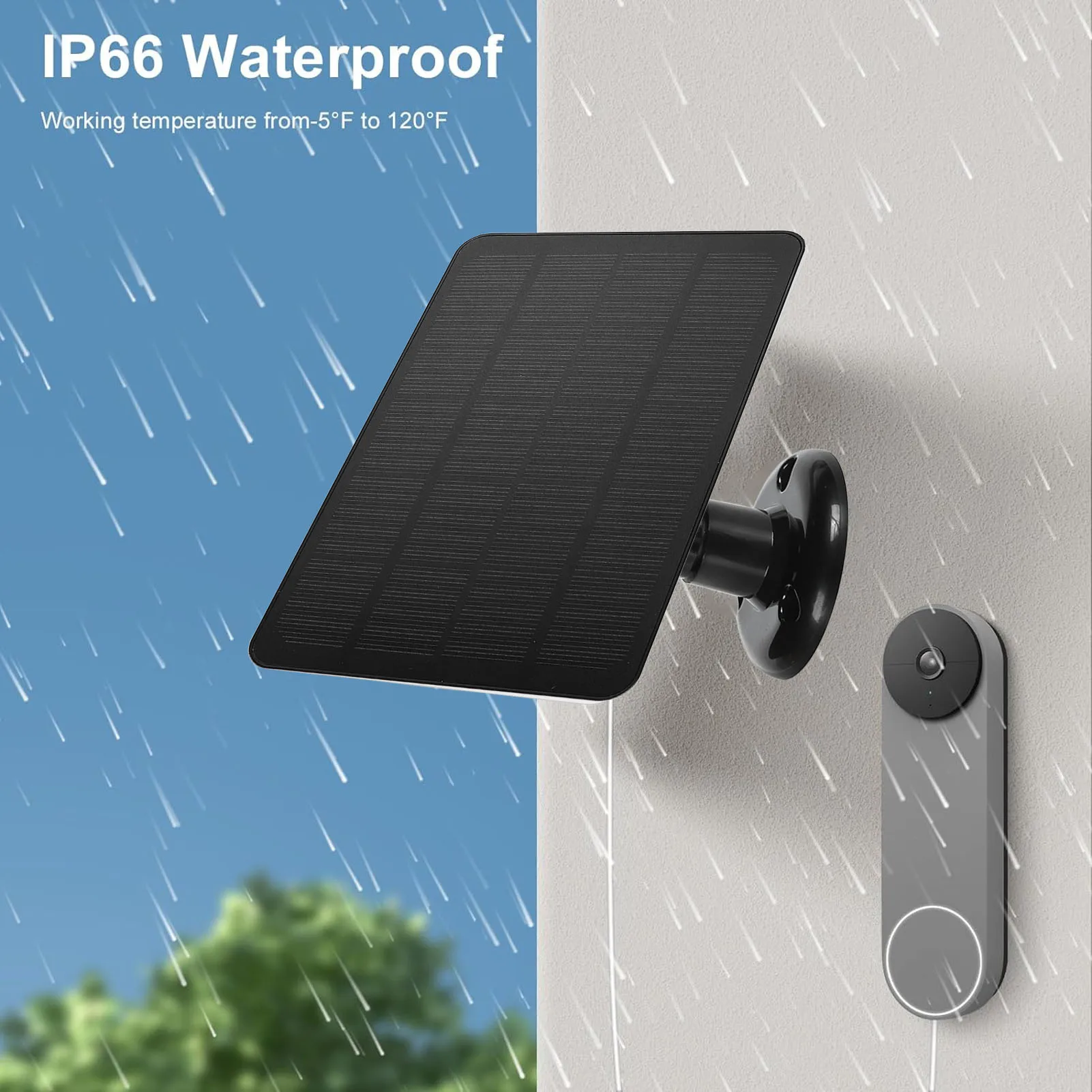 Solar Panel Camera Weatherproof 10W IP66 Waterproof Doorbell Solar Panel 5V for Doorbell 3 for 4 Plus