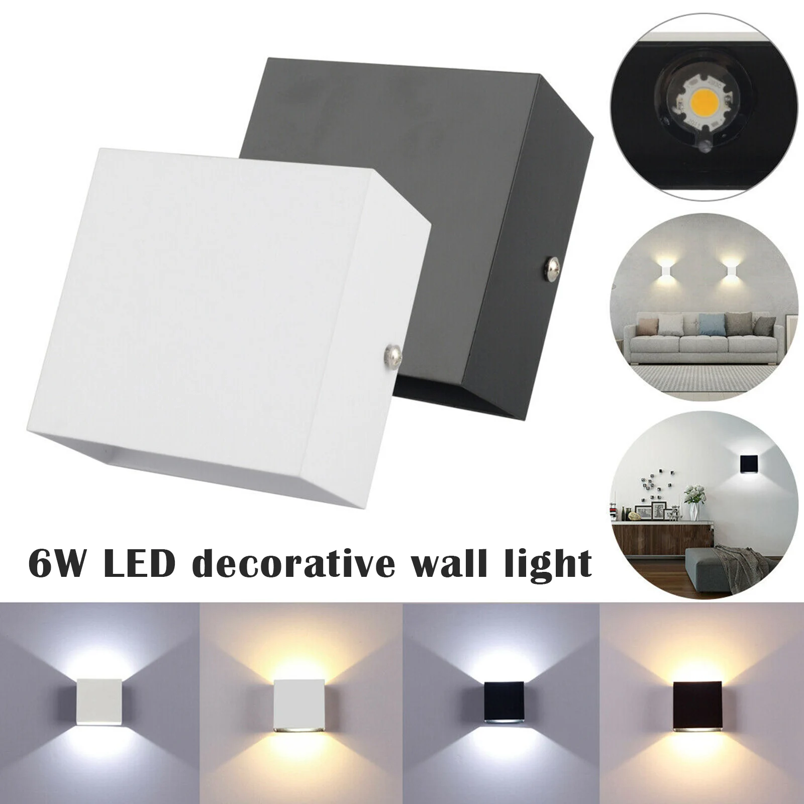 

6W Up And Down Wall Lamps Black Silver Led Aluminium Wall Light Led Wall Lamp For Bedroom Living Room Corridor Aside Lighting