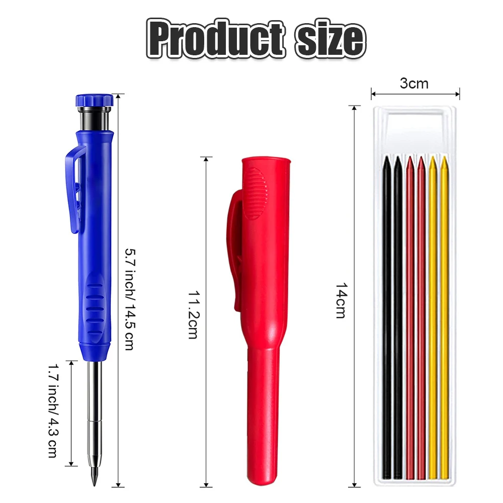 Solid Carpenter Pencil Set Deep Hole Marking Pencil Scriber Mechanical Pencil Scriber Refill Drawing Pencils Woodworking Tools