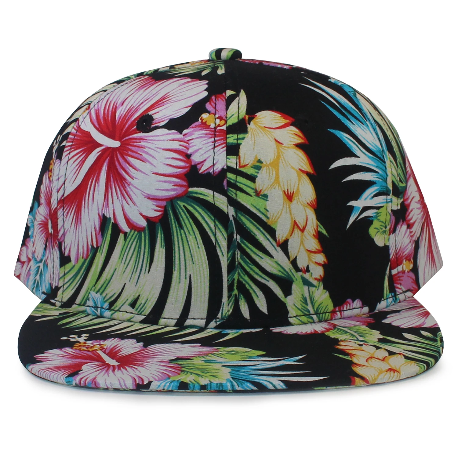 Adult Floral Snapback Cap Stylish Flat Visor Adjustable Hip Hop Baseball Hat for Casual Wear