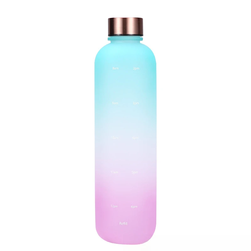 1000ML Gradient Color Water Cup Sports Water Bottle with Time Marker Leak-proof Cup Portable bottle for Sport Fitness