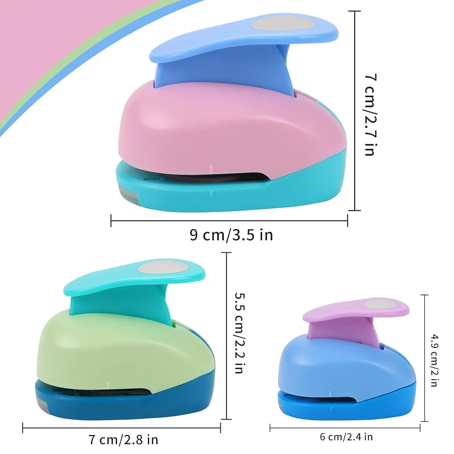 Set of 3PCS Circle 5/8 inch 1 inch 1.5 Craft Punch Set Round Paper Punch Craft Scrapbooking Eva Punches Paper Cutter Hole