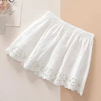 Sous-jupe de sécurité courte en dentelle et maille brodée à taille haute, style streetwear, motif floral, pour femme 1