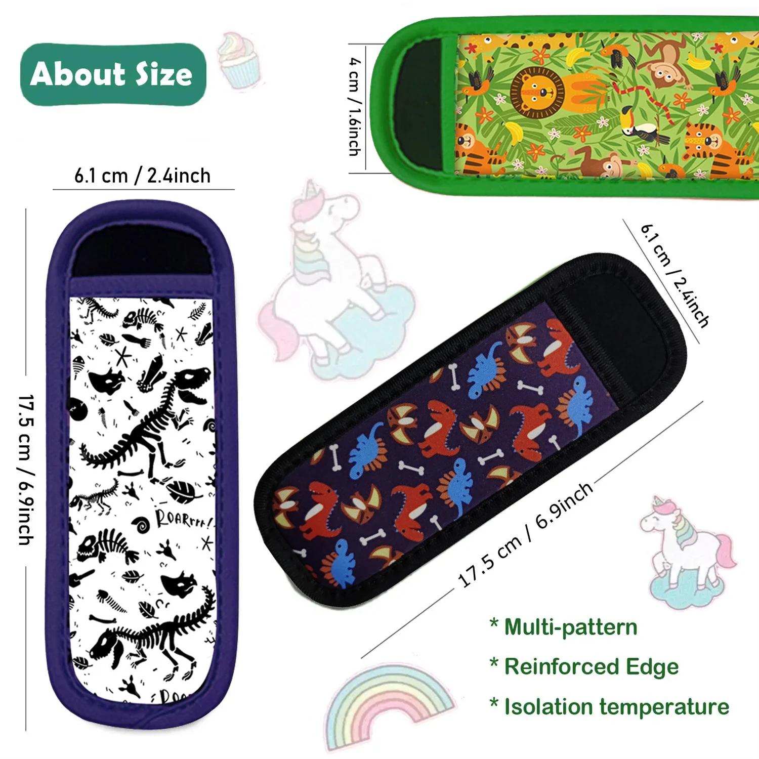Ice Cream Stick Covers Colorful Cold insulation Home Popsicle  Ice Cream Stick Covers Cooler Sleeve Icy Pole Cartoon Pattern