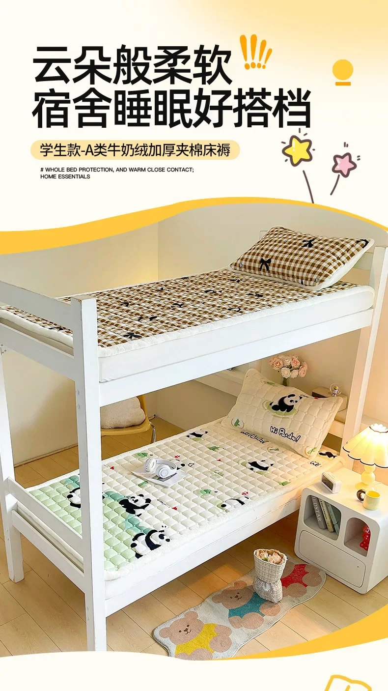 Description Picture 4 of itemWinter Thicken Quilted Plush Mattress Toppers Warm Soft Bed Sheet Thin Tatami Mat Double Bedspread Fold Non-slip Mattress Cover