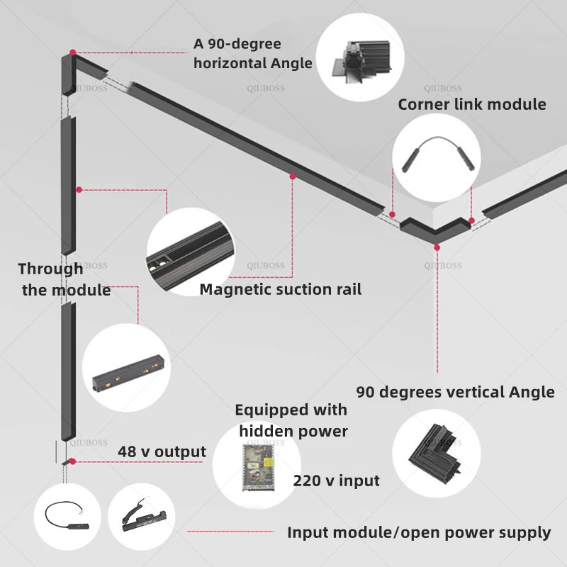20 Type Magnetic Track Light Any Link And Conductive Module Various Track Accessories dimmable spotlights