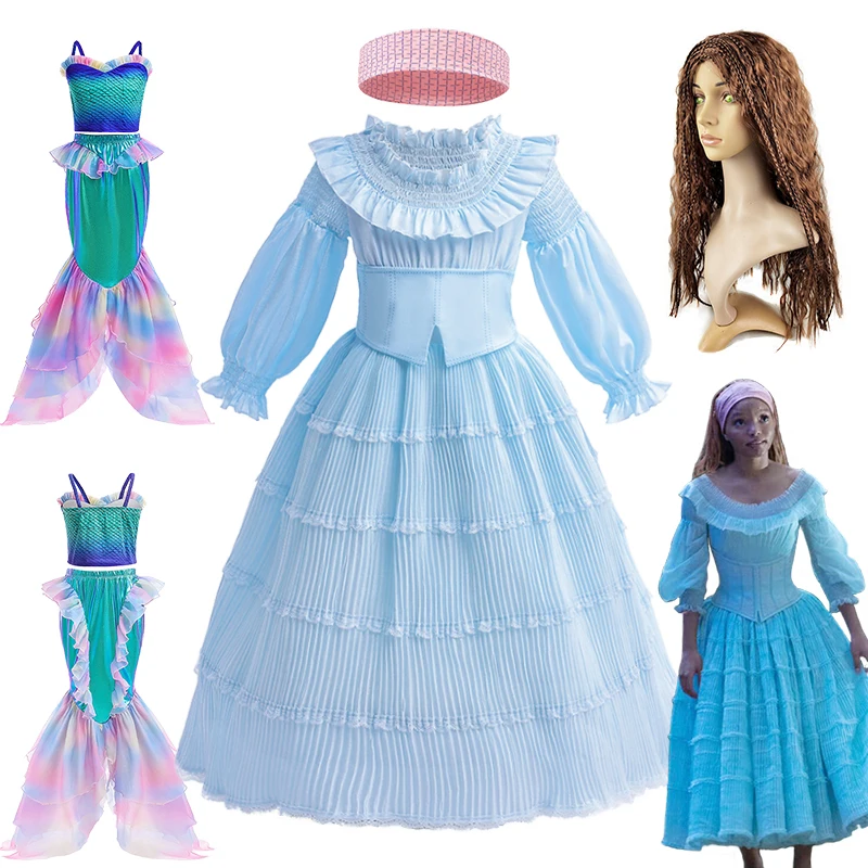 Fancy Little Mermaid Girls Costume Christmas Halloween Kids Cosplay Masquerade Stage Performance Dress Bambini Mermaid Swimwear