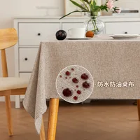 Rectangular Tablecloth Artificial Linen Tablecloth Waterproof Fabric Quality Tablecloth Washable Table Cover Kitchen Dining Room 1