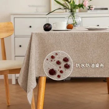 Rectangular Tablecloth Artificial Linen Tablecloth Waterproof Fabric Quality Tablecloth Washable Table Cover Kitchen Dining Room 1