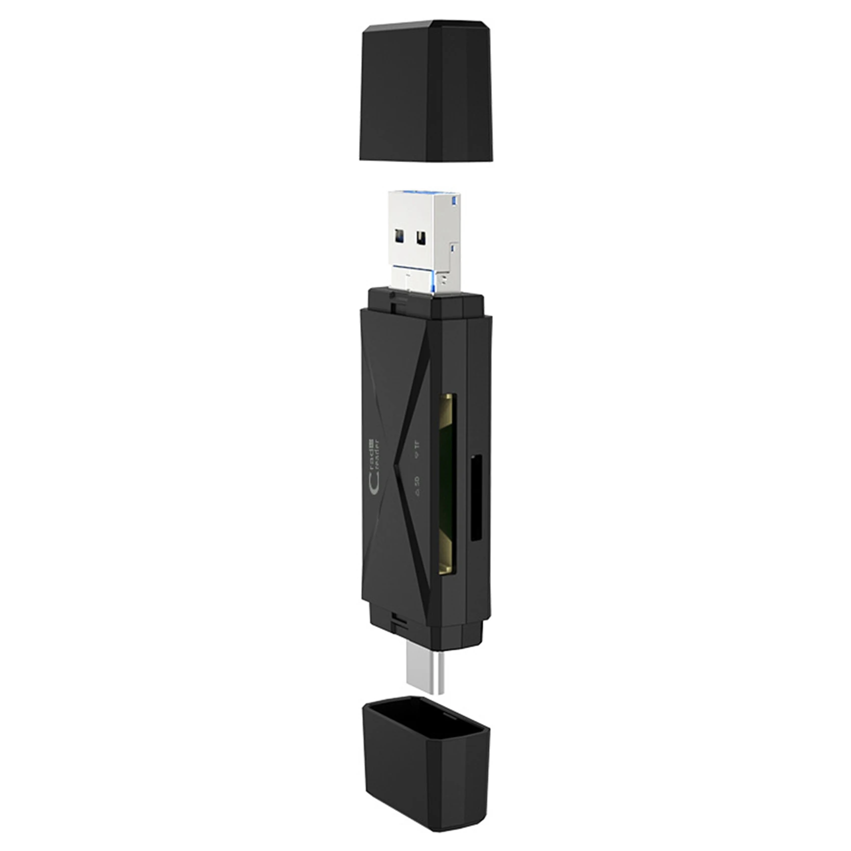 USB 2.0 마이크로 USB C타입 카드 리더, SD 메모리 카드 리더, 마이크로 SD TF USB C타입 카드 리더, 블랙