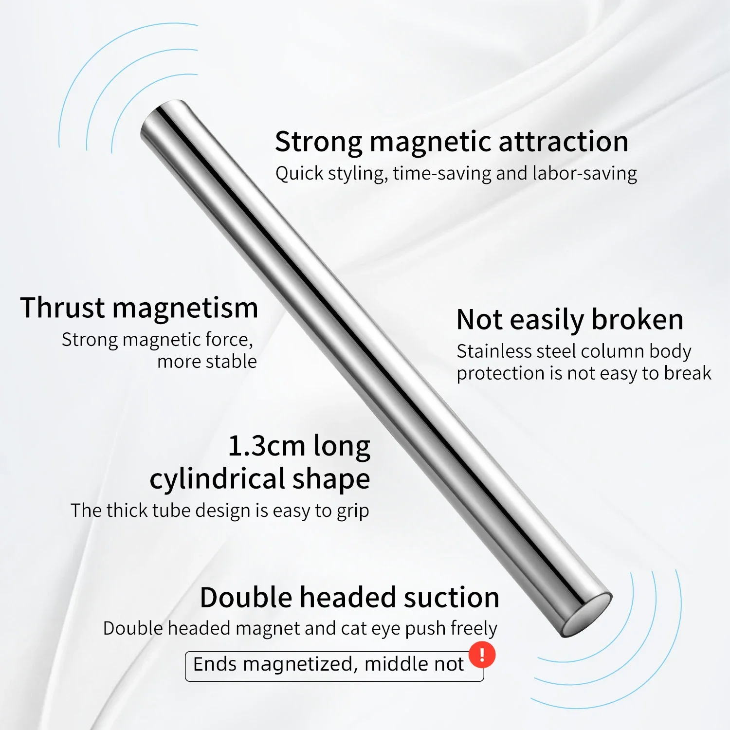 1PC Cat Eye Nail Magnetic Stick Cylindrical Magnet for Cat Eye UV Gel Polish Snowlight Glitter Effect Manicure Design