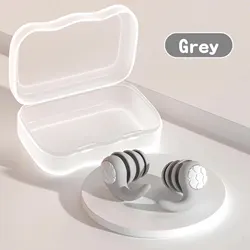 Premium Soft Silicone Noise-Canceling Earplugs - Waterproof & Comfortable for Sleep and Swimming (Grey)