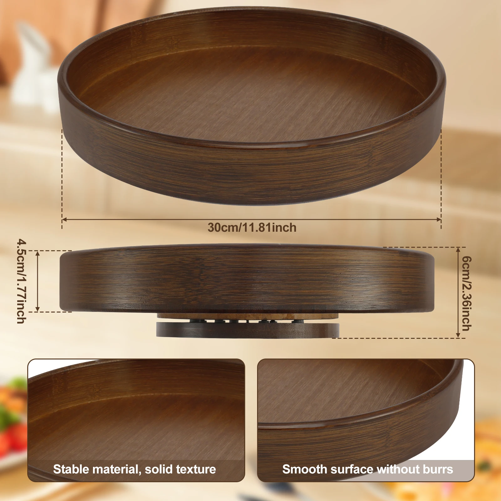 360 Rotating Wood Tray Seasoning Storage Rack Pantry Cabinet Turntable Lazy Susan Kitchen Spice Organizer Accessories