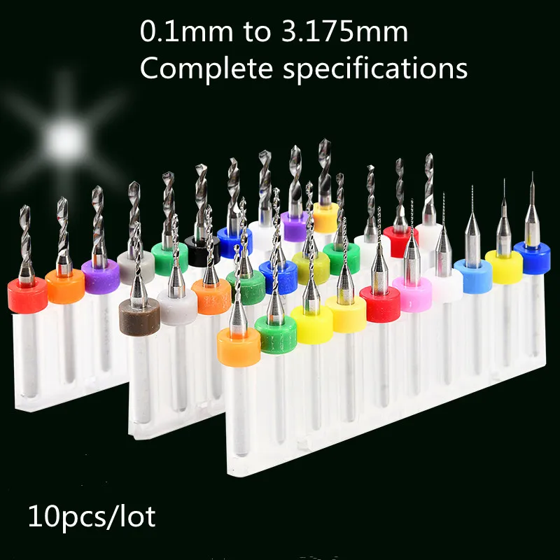 10pcs/lot Carbide Micro Drill Bits Mini CNC Drilling Bit Set Print Circuit Board Drill Bit For PCB For Board 10pcs 0 3 2 0mm titanium nitride print circuit board drill bits carbide micro drill bits cnc pcb twist drill