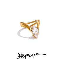 Yhpup 2025 Arrivals Stainless Steel Zirconia Delicate Ring 18K Golden Plated Hypoallergenic Exquisite Fashion Jewelry