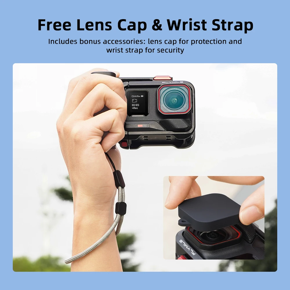 Insta360 Ace Pro 2/Ace Pro 카메라용 플라이마일 카메라 그립 홀더, 셔터 버튼, 사진 촬영용 핸들, 흔들림 방지