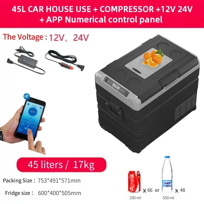 Alpicool 45L Car Refrigerator 12V 24V With Compressor Freezer Cooler Mini Fridge Icebox APP Control Travel Boat Home Picnic RVDC 12V 24V Compressor Quick Refrigeration Icebox APP Control Alpicool 55L Car Refrigerator Mini Freezer Portable Cooler Fridge（DC 12V 24V 압축기 냉동실 APP 제어 Alpicool 55L 자동차 냉장고 미니 냉장고 휴대용 냉장고 냉장고） camping fridge Car Fridges & Heaters