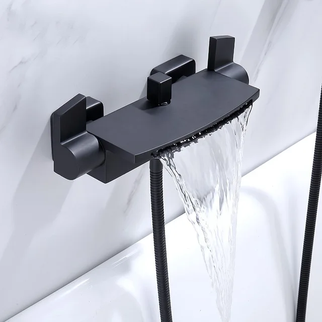 อ่างอาบน้ำชุดฝักบัวติดผนังก๊อกน้ำห้องน้ำ, ห้องน้ำเย็นและ Hot Mixer ก๊อกน้ำทองเหลือง Chrome/สีส้ม/สีขาว/สีดำ 4