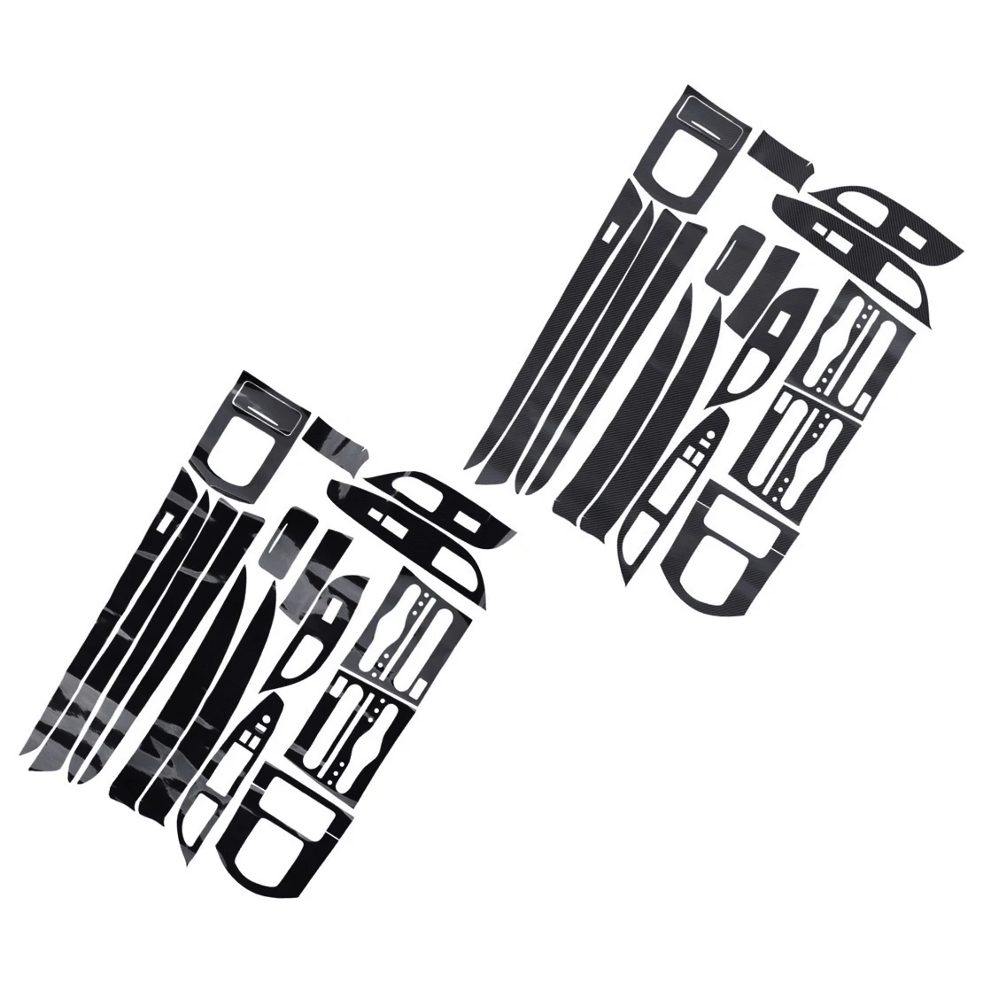 Car Center Dashboard Door Molding Trim Sticker Black Carbon Fiber Style