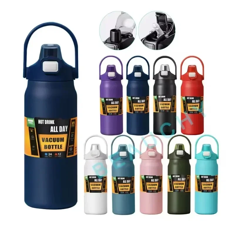 800/1500ML Outdoor Thermos Portable 304 Stainless Steel Thermal Mug Tumbler Vacuum Flask Cold Hot Sports Water Bottle with Straw thermal mug stainless steel thermos bottle thermal water bottle stainless steel water bottle