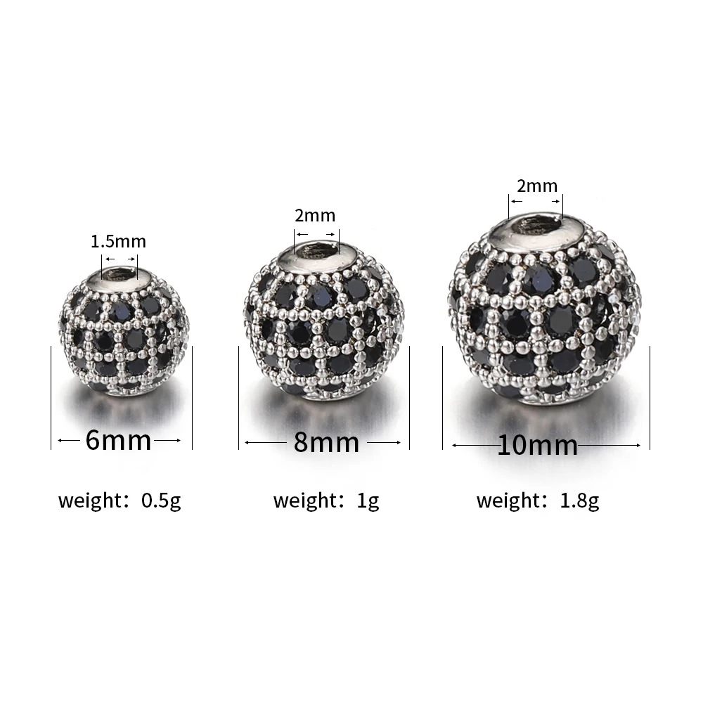 Perline Distanziatrici In Ottone Con Zirconia Cubica E Micro Pavé – Confezione Da 10, Trasparenti, 10 Mm, Per Gioielli Fai Da Te