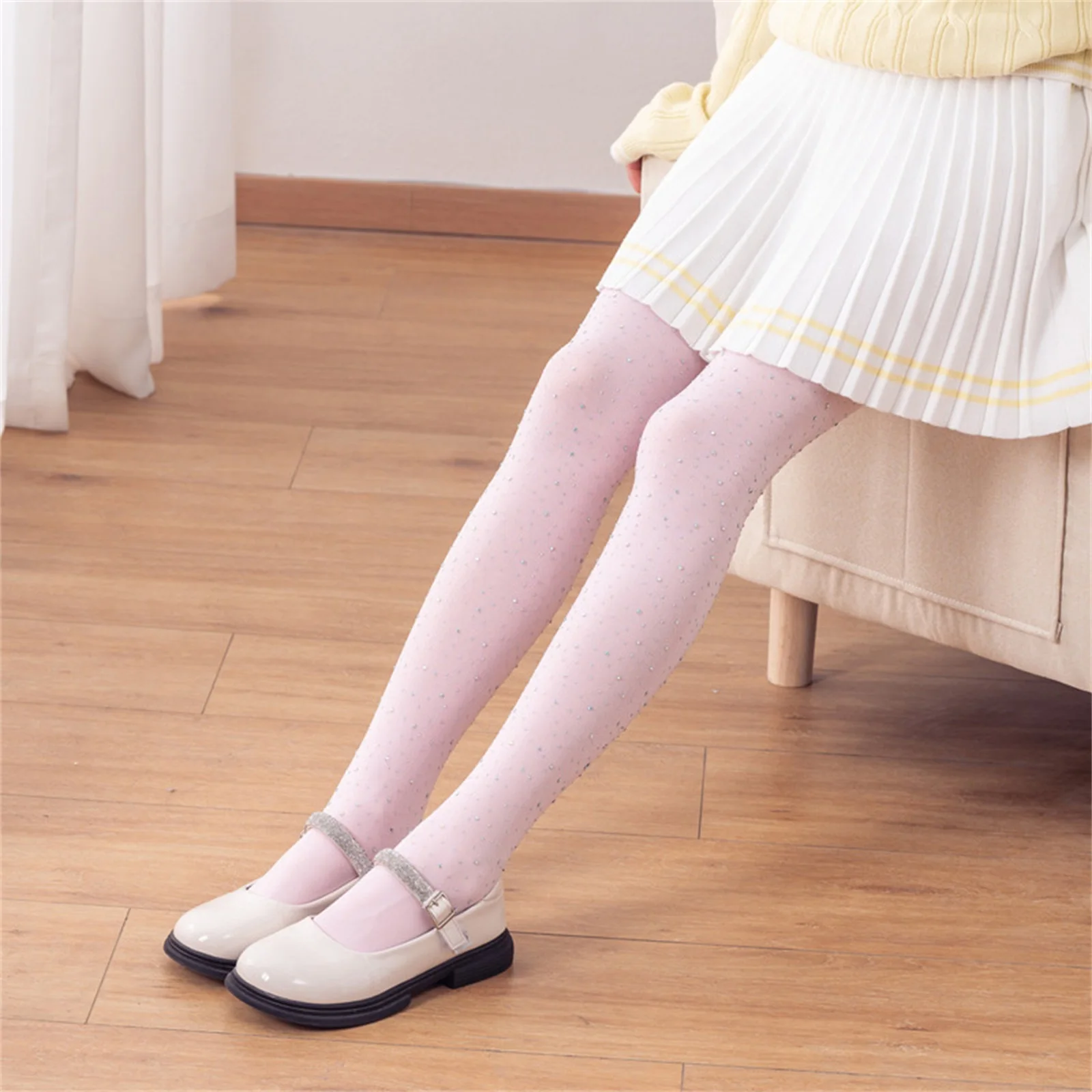 Kids Baby Girls Tights Sweet Princess Rhinestone Footed Leggings Breathable Pantyhose Trendy Stockings For Summer Spring Fall